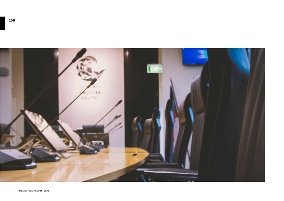 A conference room with a table with microphones

Description automatically generated